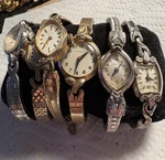 Vtg Lot Of 6 Watch Gruen, Bolivia, Elgin,waltham, Caravelle, Diamond Chips 10KRG. Fixed Price $152.00.
