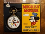Bradley Mickey Mouse Vintage Pocket Watch Complete Set, Unused. Fixed Price $88.00.
