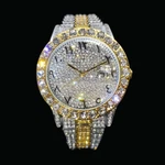 Duo Color Arabic Numerals Date Iced Out Diamond Watch, Hip Hop Luxury. Fixed Price $109.99.