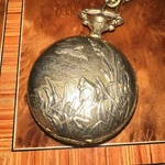 Vintage Armitron Pocket Watch With Gold Case And White Dial Hunting Dog. Fixed Price $35.00.