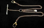 Gold Plated Strong Pocket Watch Albert Double Chain With Ornate Fob.. Fixed Price $26.70.