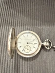 Antique 1883 Elgin Hh Taylor Pocket Watch Runs Coin Silver Sterling Chain. Fixed Price $550.00.