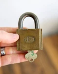 Antique Elgin Brass Padlock W/ Key Vintage Display Case Tool Box Chest. Fixed Price $24.99.