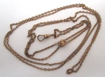 Victorian Gold Filled Pocket Watch Slide Chain With Rubies And Pearls 24". Fixed Price $199.00.