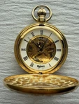 Majesti Automatic 17J Skeletal Hunter Gold Plated Pocket Watch. Fixed Price $50.00.