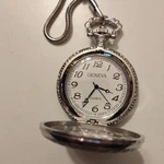 Vintage Geneva Silver-tone Quartz Pocket Watch With Chain & Gift Box. Fixed Price $45.00.