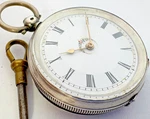 Antique 1880 Victorin Hand Painted & Highly Engraved Silver Pocket Watch,key Inc. Fixed Price $147.77.