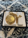 Colibri London Quartz Pocket Watch Gold Tone Roman Numerals Day Date Vtg Box. Fixed Price $35.00.