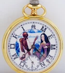 Antique Memento Mori Victorian Pocket Watch Gilt Silver Chased Case Skull Snakes. Fixed Price $1567.02.