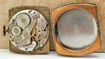 Vintage Helbros 62 7 Jewel Men's Wrist Watch Movement W/ Dial Hands & Case Back. Fixed Price $39.00.