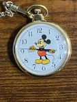 Vtg Lorus V501-0A00 Mickey Mouse Pocket Watch With Original Box And Receipt. Fixed Price $49.95.