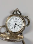 Unitron Silver Pocket Watch With Hunting Scene And Roman Numberals Chain. Fixed Price $22.25.