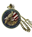 Invicta Patriot Eagle Flag Pocket Watch Quartz White Dial Yellow Gold Chain. Fixed Price $22.00.