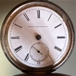Elgin 18S Full Hunter Silver Pocket Watch White Roman Dial Manual Wind 7J 1886. Fixed Price $165.00.