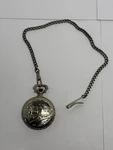 Embassy By Gruen Silver Tone Quartz Pocket Watch W/ Train Locomotive & 14" Chain. Fixed Price $14.99.