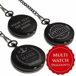 Personalized Black Pocket Watch For Groomsman Wedding Gift - Engraved Bachelor. Fixed Price $19.99.