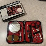 Vtg Sears & Roebuck Mens Grooming Kit Set Black Leather Case Austria New Box. Fixed Price $39.99.