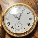Baylor 17 Jewels Full Hunter Gold Tone Pocket Watch Fishing Scene Roman Numerals. Fixed Price $95.00.