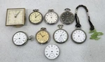 Antique Vintage Pocket Watch Parts Lot Elgins, Waltham, A.w. Co, Standard + Fob. Fixed Price $125.96.