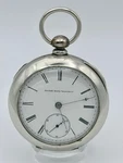 Antique 1887 Elgin Pocket Watch Dueber Silverine Case Roman Numeral Dial. Fixed Price $279.00.