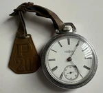 Antique 1894 Illinois Grade Iwc Model 6 18S 7 Jewels Pocket Watch + Leather Fob. Fixed Price $229.99.