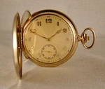 Runs Strong Esta 15J 10K Gold Filled Hunter Case Diam. 51MM Swiss Pocket Watch. Fixed Price $445.00.
