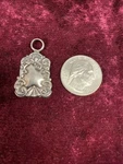 Antique Sterling Pocket Watch Fob. Engraved Shield, Id Tag, Pendant. Hallmarks. Fixed Price $50.00.