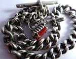 Solid Silver Chunky Antique Pocket Watch Albert Chain & Carnelian Fob. 51.9G. Fixed Price $248.81.