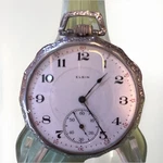 Elgin Silver Pocket Watch White Dial, Arabic Numerals 17 Jewels. Fixed Price $100.00.