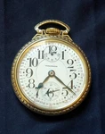 23 Jewel Waltham Vanguard Wind Indicator Pocket Watch. 14K Green Gold Filled.. Fixed Price $850.00.