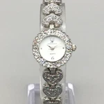 Andre Francois Womens Watch 22MM Silver Tone Crystal Heart New Battery 7.25". Fixed Price $22.74.