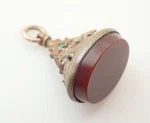Antique Gold Filled Carnelian Stone Pocket Watch Chain Filigree Fob. Fixed Price $89.99.