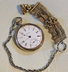 Antique Waltham Pocket Watch Set Victorian Mesh Ribbon Fob Monogrammed Wax Seal. Fixed Price $250.00.