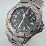 Swiss Military Quartz Watch Men 100M Silver Rotating Bezel Date New Battery 6.5". Fixed Price $69.99.
