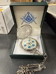 Masonic Square And Compasses Pocket Watch Freemasons Silver Finish. Fixed Price $25.00.