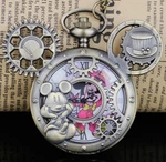 Mickey Mouse Vintage Style Bronze Disney Pocket Watch W/ Ears And Chain. Fixed Price $22.99.