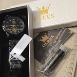 Olevs Chronograph Watch Mens Black Gold Stainless Steel Analog Quartz 3ATM 2892. Fixed Price $25.59.