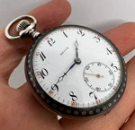 "gt" Revue Thommen Silver Pocket Watch Niello. Fixed Price $180.00.