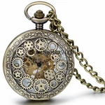 Vintage Bronze Skeleton Windup Mechanical Pocket Watch Necklace Steampunk Gear. Fixed Price $25.99.