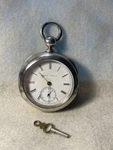 1879 Hampden Springfield 18S Jewels Key Wind Coin Silver Pocket Watch. Fixed Price $350.00.