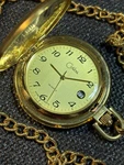 Vintage Colibri Swiss Parts Gold Tone Quartz Pocket Watch,chain/fob,date,runs. Fixed Price $44.99.