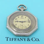 Nyjewel Vintage Tiffany & Co. 14K White Gold Pocket Watch Longines Movement Runs. Fixed Price $5950.00.
