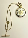 Colibri 17 Jewel Swiss Made 12K Gold Filled Skeleton Pocket Watch With Chain. Fixed Price $249.99.