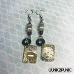 Steampunk Earrings: Vintage Elgin Pocket Watch Pendants Gears Women Jewelry. Fixed Price $24.00.