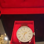 American Waltham Co. Mechanical Classic Wristwatch White Dial Brown Leath. Fixed Price $1299.00.