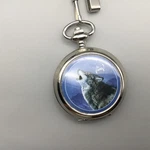 Westminster Pocket Watch Men Silver Tone Wolf Art Al Agnew Chain Battery. Fixed Price $26.99.