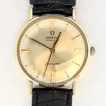 Omega Seamaster Automatic 14K Gold Filled Watch, Leather Band 9.5" Long. Fixed Price $1385.57.