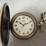 Seiko Pocket Watch Men 45MM White Dial Bronze Tone Round 7N21-0A10 New Battery. Fixed Price $89.99.