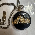 M.z Berger Quartz Pocket Watch Motorcycle Goldtone Biker Timepiece New Battery. Fixed Price $35.00.