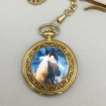 Geneva Pocket Watch Men 51MM Gold Tone Horse Hunter Case Chain New Battery. Fixed Price $17.49.